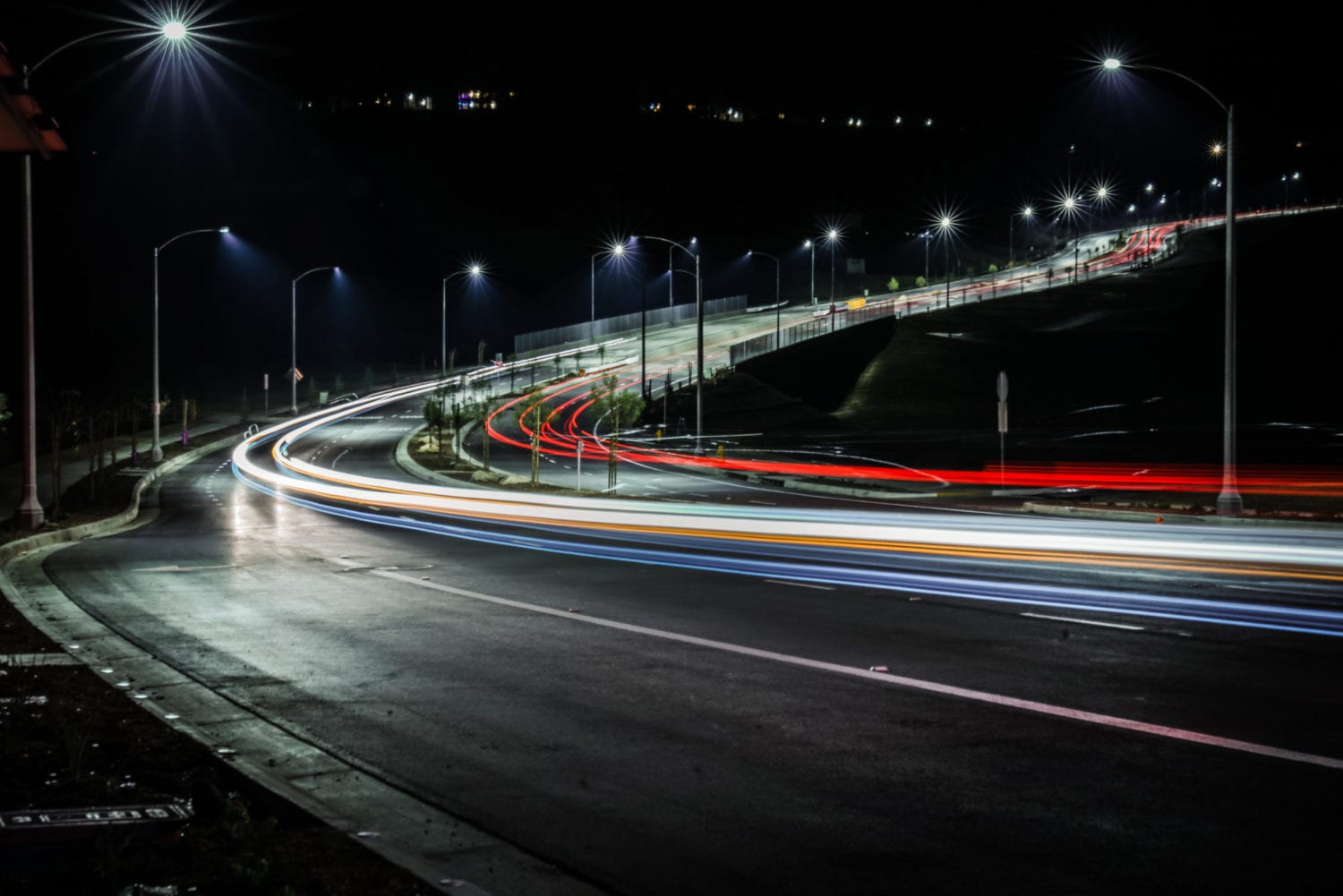 tail lights blurred at night